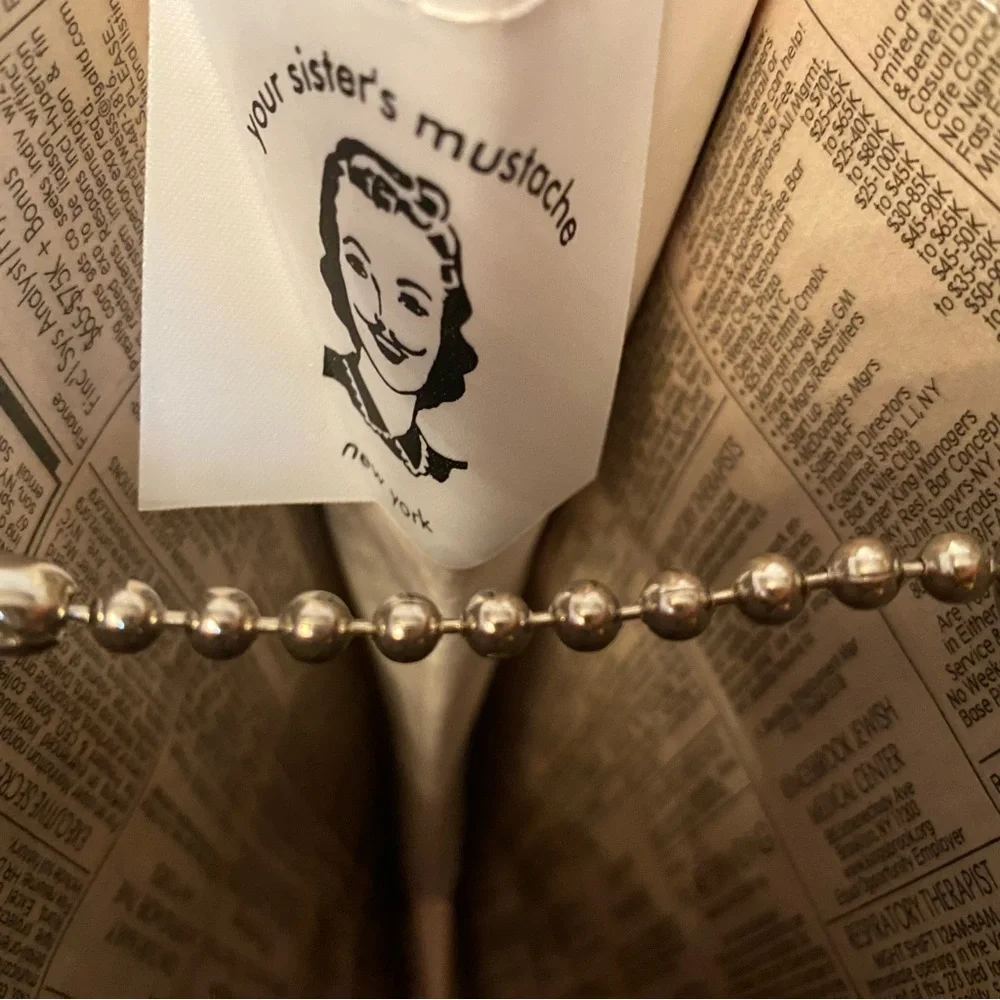 YOUR SISTER’S MUSTACHE BAG TOTE SHOULDER ARTISAN MADE DOG PUPPY THEME CHAIN